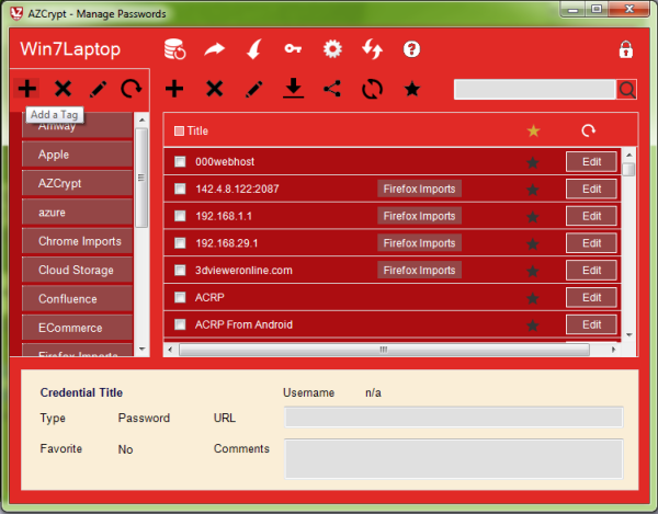 Add a Tag - AZCrypt Secure Password Manager and Data Security Software
